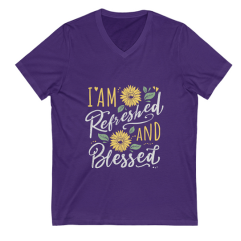 Women's - I am Refreshed and Blessed Summer T-Shirt (V-Neck)