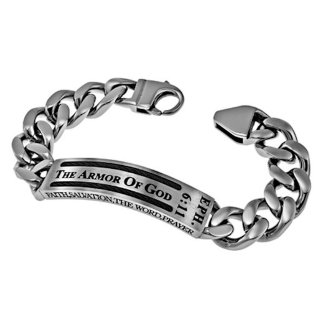 Bracelet-Cable-Armor Of God (Eph 6:11) (Mens) Sz 8