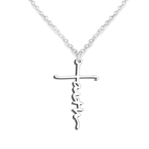 Stainless steel faith letter pendant necklace