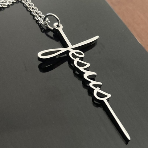 English Letter Jesus Stainless Steel Name Pendant Necklace