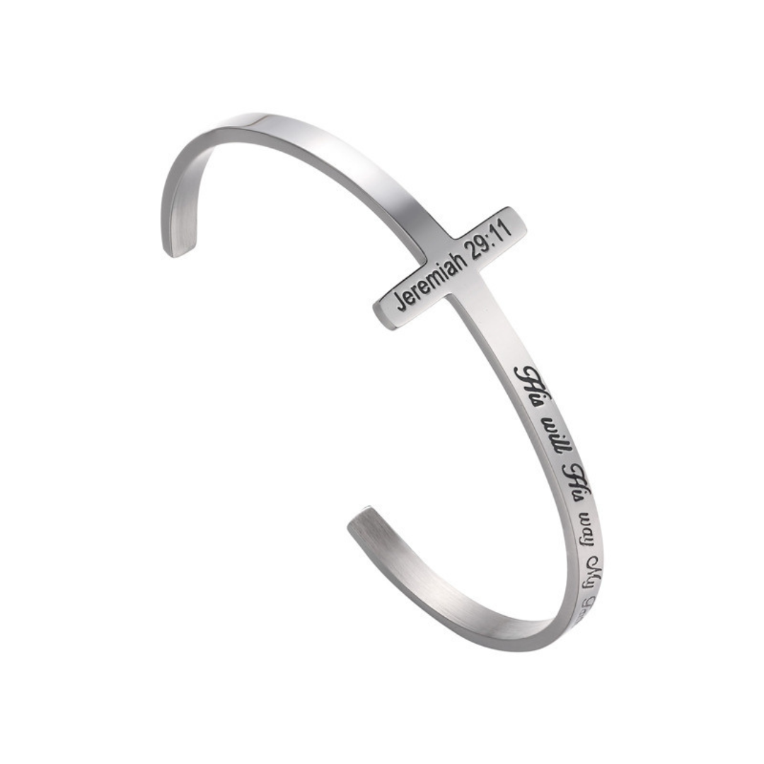 Exclusively For Lettering His Will His Way My Faith Titanium Steel Bracelet Can Be Customized