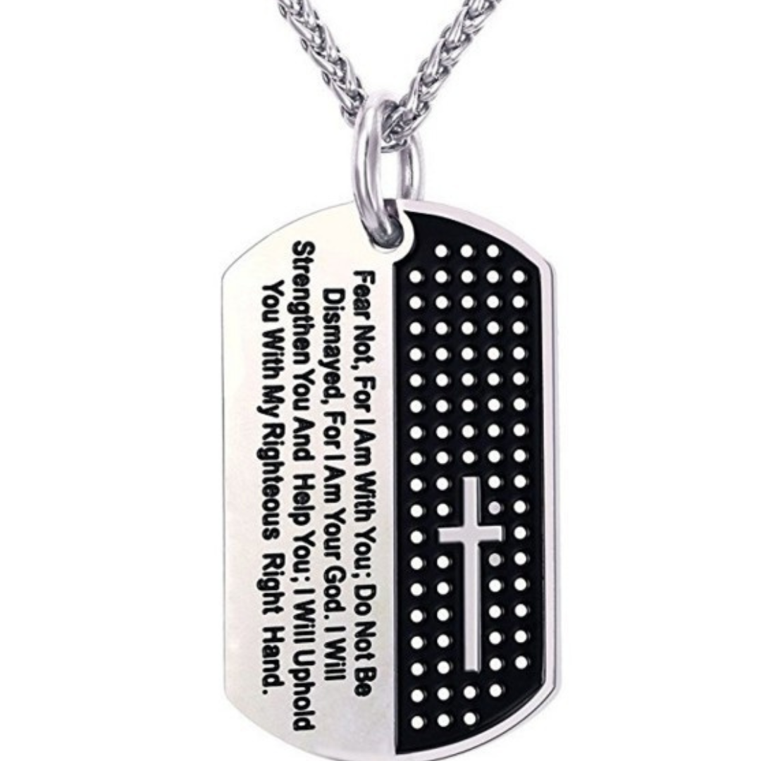 Men's - Stainless Steel Chain Black Bible Christian Jewelry