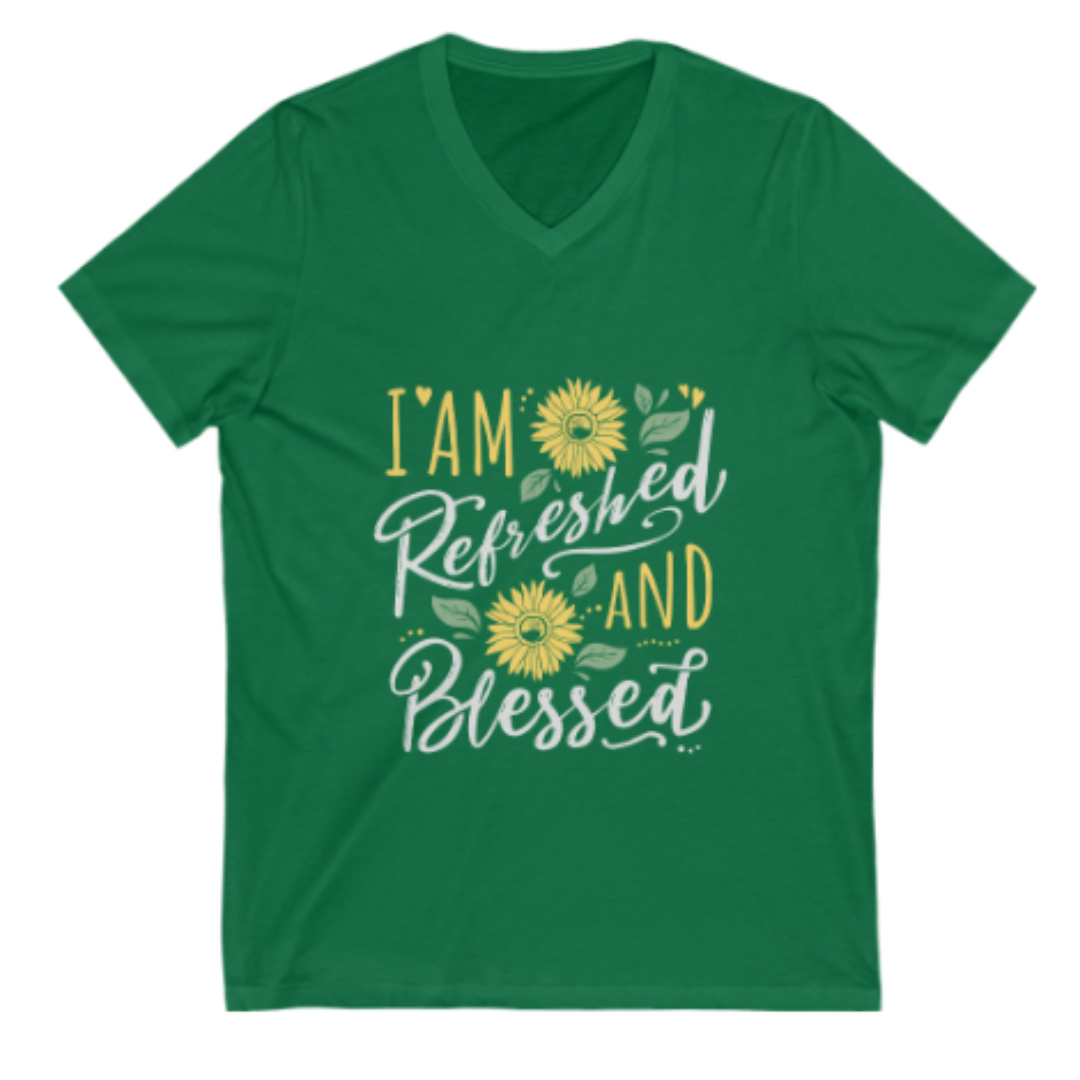 Women's - I am Refreshed and Blessed Summer T-Shirt (V-Neck)