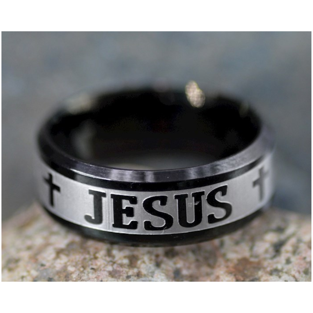 Self Religious Christian Jesus Cross Ring 8mm Stainless Steel