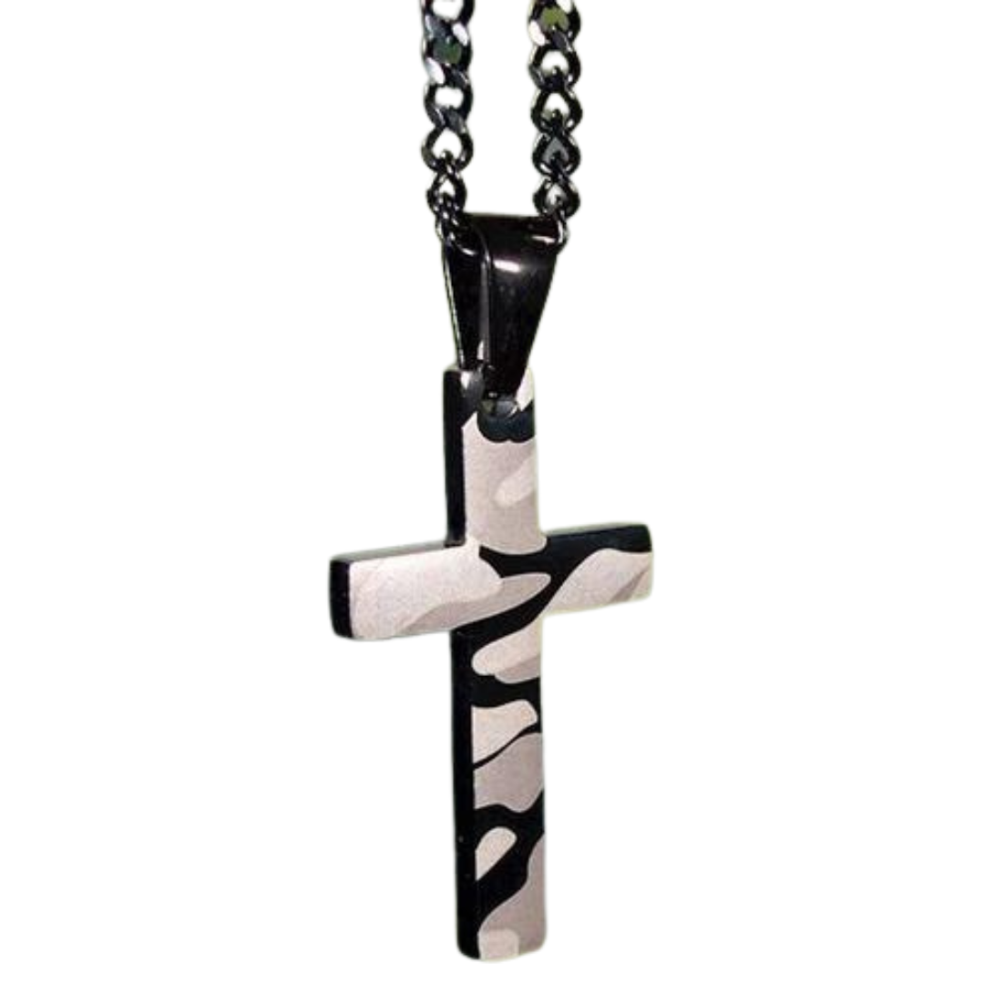 Necklace - Cross-Camo/Black